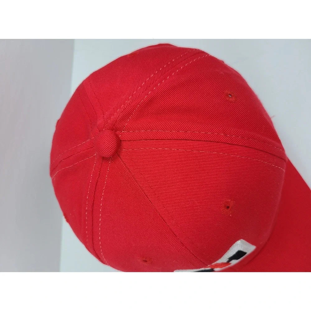 International Harvester IH Red Racing Baseball Cap Hat Unkefer Equipment Co OSFM